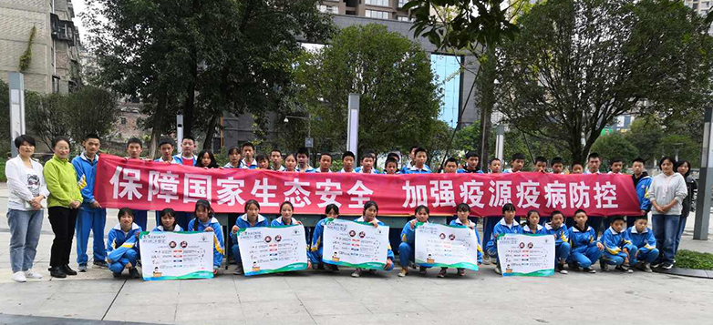 學(xué)校還組織同學(xué)們利用課余時(shí)間向行人宣傳預(yù)防非洲豬瘟和禽流感的知識，發(fā)放宣傳單，倡議行人們愛護(hù)野生動物，共同保障國家生態(tài)、建設(shè)文明生態(tài)環(huán)境。
