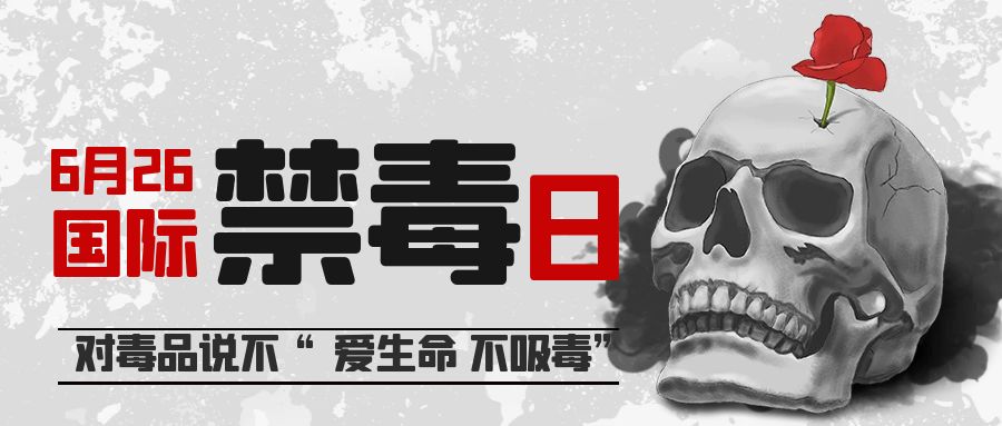 圖怪獸_國際禁毒日骷髏灰色簡約公眾號首圖